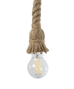 GloboStar® TROUVER 01183 Vintage Επιτοίχιο Φωτιστικό Απλίκα Μονόφωτο 1 x E27 IP20 Μπρούτζινο & Κόκκινο Μέταλλο με Μπεζ Σχοινί Μ14 x Π16 x Υ50cm 15 01183 7