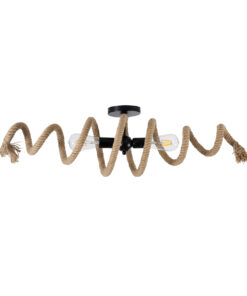 GloboStar® GloboStar® SPIRAL 01188 Vintage Φωτιστικό Οροφής Πλέγμα Δίφωτο 2 x E27 IP20 Μαύρο Μέταλλο με Μπεζ Σχοινί - Μ20 x Π20 x Υ75cm