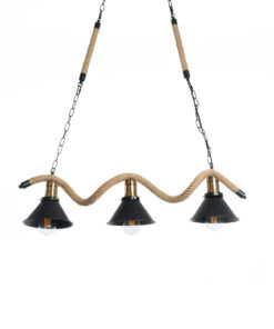 GloboStar® GLOBOSTAR® TYMEN 01189 Boho Κρεμαστό Φωτιστικό Οροφής με Ντουί 3 x E27 AC 220-240V IP20 - Μαύρο & Μπεζ - Μ85 x Π18.5 x Υ20cm