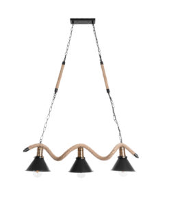 GLOBOSTAR® TYMEN 01189 Boho Κρεμαστό Φωτιστικό Οροφής με Ντουί 3 x E27 AC 220-240V IP20 - Μαύρο & Μπεζ - Μ85 x Π18.5 x Υ20cm 15 01189 4