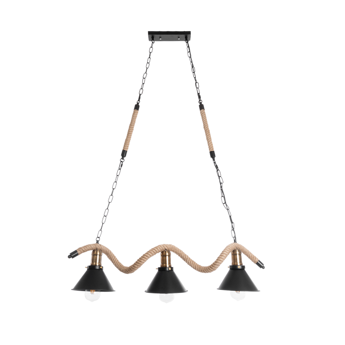 GLOBOSTAR® TYMEN 01189 Boho Κρεμαστό Φωτιστικό Οροφής με Ντουί 3 x E27 AC 220-240V IP20 - Μαύρο & Μπεζ - Μ85 x Π18.5 x Υ20cm 5 GLOBOSTAR® TYMEN 01189 Boho Κρεμαστό Φωτιστικό Οροφής με Ντουί 3 x E27 AC 220-240V IP20 - Μαύρο & Μπεζ - Μ85 x Π18.5 x Υ20cm - Image 3