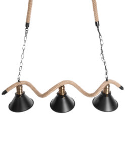 GLOBOSTAR® TYMEN 01189 Boho Κρεμαστό Φωτιστικό Οροφής με Ντουί 3 x E27 AC 220-240V IP20 - Μαύρο & Μπεζ - Μ85 x Π18.5 x Υ20cm 16 01189 5