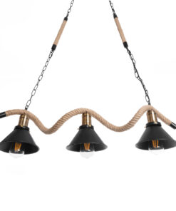 GLOBOSTAR® TYMEN 01189 Boho Κρεμαστό Φωτιστικό Οροφής με Ντουί 3 x E27 AC 220-240V IP20 - Μαύρο & Μπεζ - Μ85 x Π18.5 x Υ20cm 17 01189 6