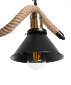 GLOBOSTAR® TYMEN 01189 Boho Κρεμαστό Φωτιστικό Οροφής με Ντουί 3 x E27 AC 220-240V IP20 - Μαύρο & Μπεζ - Μ85 x Π18.5 x Υ20cm 18 01189 7