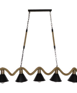 GloboStar® GLOBOSTAR® TYMEN 01190 Vintage Κρεμαστό Φωτιστικό Οροφής με Ντουί 5 x E27 AC 220-240V IP20 - Μαύρο & Μπεζ - Μ150 x Π22 x Υ23cm