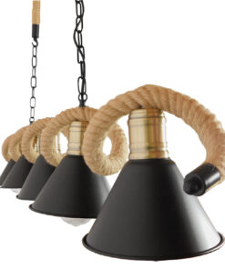 GLOBOSTAR® TYMEN 01190 Vintage Κρεμαστό Φωτιστικό Οροφής με Ντουί 5 x E27 AC 220-240V IP20 - Μαύρο & Μπεζ - Μ150 x Π22 x Υ23cm 12 01190 5