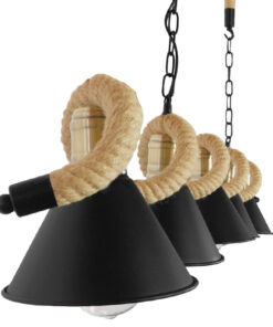 GLOBOSTAR® TYMEN 01190 Vintage Κρεμαστό Φωτιστικό Οροφής με Ντουί 5 x E27 AC 220-240V IP20 - Μαύρο & Μπεζ - Μ150 x Π22 x Υ23cm 13 01190 6