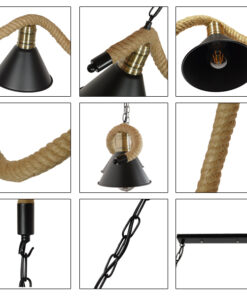 GLOBOSTAR® TYMEN 01190 Vintage Κρεμαστό Φωτιστικό Οροφής με Ντουί 5 x E27 AC 220-240V IP20 - Μαύρο & Μπεζ - Μ150 x Π22 x Υ23cm 14 01190 7