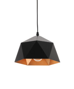 GloboStar® GLOBOSTAR® HEXAGON 01194 Μοντέρνο Κρεμαστό Φωτιστικό Οροφής με Ντουί 1 x E27 AC 220-240V IP20 - Μαύρο & Χρυσό - Μ25 x Π25 x Υ15cm