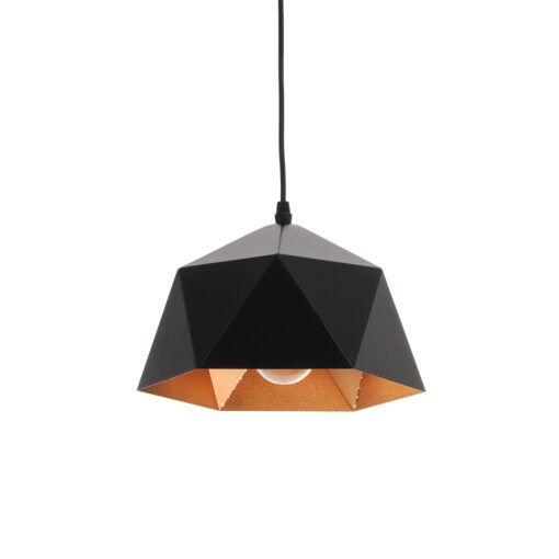 GloboStar® GLOBOSTAR® HEXAGON 01194 Μοντέρνο Κρεμαστό Φωτιστικό Οροφής με Ντουί 1 x E27 AC 220-240V IP20 - Μαύρο & Χρυσό - Μ25 x Π25 x Υ15cm