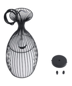 GLOBOSTAR® REA 01196 Μοντέρνο Κρεμαστό Φωτιστικό Οροφής με Ντουί 1 x E27 AC 220-240V IP20 - Μαύρο & Λευκό - Μ18 x Π18 x Υ43cm 21 01196 10