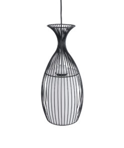 GLOBOSTAR® REA 01196 Μοντέρνο Κρεμαστό Φωτιστικό Οροφής με Ντουί 1 x E27 AC 220-240V IP20 - Μαύρο & Λευκό - Μ18 x Π18 x Υ43cm 16 01196 5