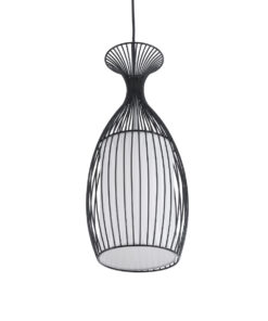 GLOBOSTAR® REA 01196 Μοντέρνο Κρεμαστό Φωτιστικό Οροφής με Ντουί 1 x E27 AC 220-240V IP20 - Μαύρο & Λευκό - Μ18 x Π18 x Υ43cm 17 01196 6