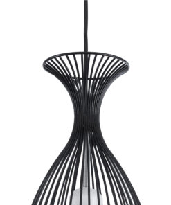 GLOBOSTAR® REA 01196 Μοντέρνο Κρεμαστό Φωτιστικό Οροφής με Ντουί 1 x E27 AC 220-240V IP20 - Μαύρο & Λευκό - Μ18 x Π18 x Υ43cm 19 01196 8