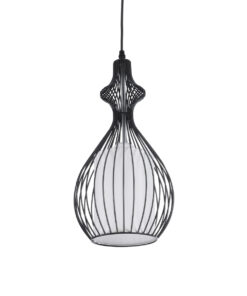 GloboStar® GLOBOSTAR® REA 01197 Μοντέρνο Κρεμαστό Φωτιστικό Οροφής με Ντουί 1 x E27 AC 220-240V IP20 - Μαύρο & Λευκό - Μ21 x Π21 x Υ40cm