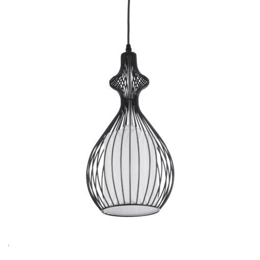 GloboStar® GLOBOSTAR® REA 01197 Μοντέρνο Κρεμαστό Φωτιστικό Οροφής με Ντουί 1 x E27 AC 220-240V IP20 - Μαύρο & Λευκό - Μ21 x Π21 x Υ40cm