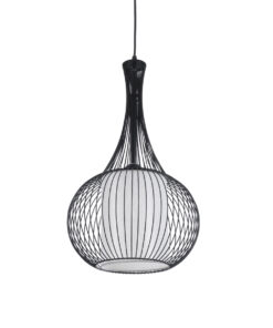 GloboStar® GLOBOSTAR® LILY 01198 Μοντέρνο Κρεμαστό Φωτιστικό Οροφής με Ντουί 1 x E27 AC 220-240V IP20 - Μαύρο & Λευκό - Μ30 x Π30 x Υ50cm