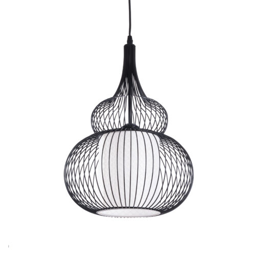 GloboStar® GLOBOSTAR® LILY 01199 Μοντέρνο Κρεμαστό Φωτιστικό Οροφής με Ντουί 1 x E27 AC 220-240V IP20 - Μαύρο & Λευκό - Μ31 x Π31 x Υ42cm