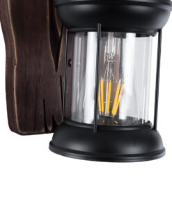 GLOBOSTAR® BRASRA 01204 Vintage Φωτιστικό Τοίχου - Απλίκα με Ντουί 1 x E27 AC 220-240V IP20 - Καφέ & Μαύρο - Μ15 x Π20 x Υ30cm 16 01204 8