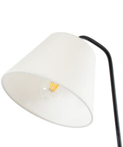 GloboStar® TIFFANY 01206 Μοντέρνο Επιδαπέδιο Φωτιστικό Μονόφωτο 1 x E27 IP20 Μπεζ Ξύλο, Λευκό Ύφασμα με Μαύρο Μέταλλο - Μ28 x Π28 x Υ140cm 13 01206 5