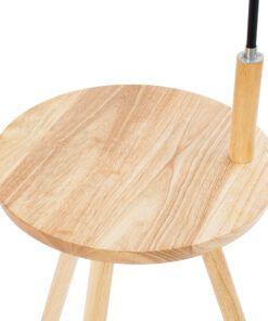 GloboStar® TIFFANY 01206 Μοντέρνο Επιδαπέδιο Φωτιστικό Μονόφωτο 1 x E27 IP20 Μπεζ Ξύλο, Λευκό Ύφασμα με Μαύρο Μέταλλο - Μ28 x Π28 x Υ140cm 14 01206 6