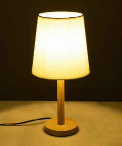 Alternative view of GloboStar® NAPHIE 01208 Κλασσικό Επιτραπέζιο Φωτιστικό Πορτατίφ Μονόφωτο 1 x E27 IP20 Μπεζ Ξύλο με Λευκό Ύφασμα - Μ21 x Π21 x Υ42cm