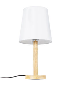 GloboStar® NAPHIE 01208 Κλασσικό Επιτραπέζιο Φωτιστικό Πορτατίφ Μονόφωτο 1 x E27 IP20 Μπεζ Ξύλο με Λευκό Ύφασμα - Μ21 x Π21 x Υ42cm 13 01208 4