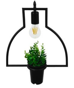 GLOBOSTAR® FLOWERPOT 10001209 Μοντέρνο Κρεμαστό Φωτιστικό Οροφής με Ντουί 1 x E27 AC 220-240V IP20 - Μαύρο & Πράσινο - Μ34 x Π34 x Y34cm 13 01209 1 3