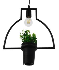 GLOBOSTAR® FLOWERPOT 10001209 Μοντέρνο Κρεμαστό Φωτιστικό Οροφής με Ντουί 1 x E27 AC 220-240V IP20 - Μαύρο & Πράσινο - Μ34 x Π34 x Y34cm 14 01209 1 4