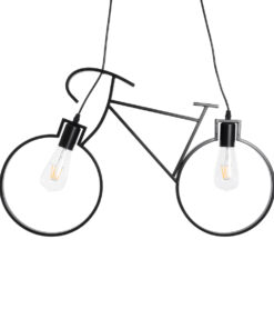 GloboStar® GLOBOSTAR® BIKE 01213 Vintage Κρεμαστό Φωτιστικό Οροφής με Ντουί 2 x E27 AC 220-240V IP20 - Μαύρο - Μ67 x Π3.5 x Υ41cm