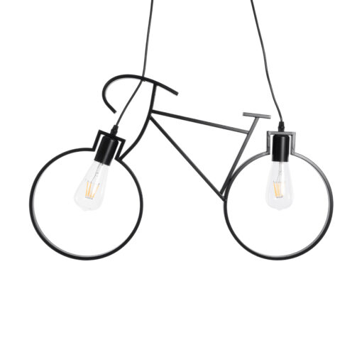 GloboStar® GLOBOSTAR® BIKE 01213 Vintage Κρεμαστό Φωτιστικό Οροφής με Ντουί 2 x E27 AC 220-240V IP20 - Μαύρο - Μ67 x Π3.5 x Υ41cm