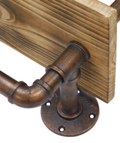 GloboStar® ENIMAS 01217 Vintage Επιτοίχιο Φωτιστικό Απλίκα Δίφωτο 2 x E27 IP20 Χάλκινο Μέταλλο με Καφέ Ξύλο - Μ65 x Π23 x Υ76cm 15 01217 07