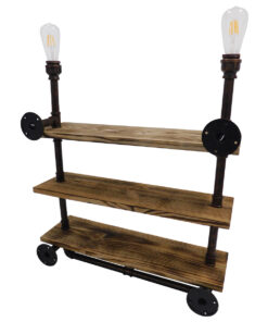 GloboStar® ENIMAS 01217 Vintage Επιτοίχιο Φωτιστικό Απλίκα Δίφωτο 2 x E27 IP20 Χάλκινο Μέταλλο με Καφέ Ξύλο - Μ65 x Π23 x Υ76cm 17 01217 09