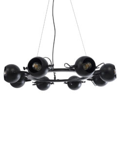 GloboStar® GLOBOSTAR® LINNYA 01219 Μοντέρνο Κρεμαστό Φωτιστικό Οροφής με Ντουί 8 x E27 AC 220-240V IP20 - Μαύρο - Μ78 x Π78 x Υ10cm