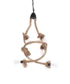 GloboStar® GLOBOSTAR® HAMTINE 01229 Vintage Κρεμαστό Φωτιστικό Οροφής με Ντουί 6 x E27 AC 220-240V IP20 - Μαύρο & Μπεζ - Μ40 x Π40 x Υ92cm