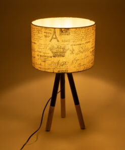 Alternative view of GloboStar® MAGAZINE 01230 Μοντέρνο Επιτραπέζιο Φωτιστικό Πορτατίφ Μονόφωτο 1 x E27 IP20 Μπεζ & Μαύρο Ξύλο με Λευκό Ύφασμα - Μ30 x Π30 x Υ55cm