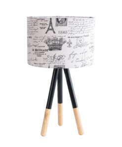 GloboStar® MAGAZINE 01230 Μοντέρνο Επιτραπέζιο Φωτιστικό Πορτατίφ Μονόφωτο 1 x E27 IP20 Μπεζ & Μαύρο Ξύλο με Λευκό Ύφασμα - Μ30 x Π30 x Υ55cm 11 01230 4