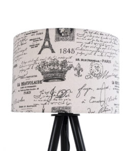 GloboStar® MAGAZINE 01230 Μοντέρνο Επιτραπέζιο Φωτιστικό Πορτατίφ Μονόφωτο 1 x E27 IP20 Μπεζ & Μαύρο Ξύλο με Λευκό Ύφασμα - Μ30 x Π30 x Υ55cm 13 01230 6