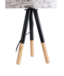 GloboStar® MAGAZINE 01230 Μοντέρνο Επιτραπέζιο Φωτιστικό Πορτατίφ Μονόφωτο 1 x E27 IP20 Μπεζ & Μαύρο Ξύλο με Λευκό Ύφασμα - Μ30 x Π30 x Υ55cm 14 01230 7