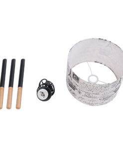 GloboStar® MAGAZINE 01230 Μοντέρνο Επιτραπέζιο Φωτιστικό Πορτατίφ Μονόφωτο 1 x E27 IP20 Μπεζ & Μαύρο Ξύλο με Λευκό Ύφασμα - Μ30 x Π30 x Υ55cm 15 01230 8