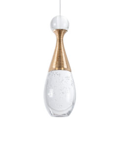 GloboStar® GLOBOSTAR® JADORE 01232 Μοντέρνο Κρεμαστό Φωτιστικό Οροφής LED 5W 400lm 120° AC 220-240V IP20 Θερμό Λευκό 3000K - Lumileds SMD Chip - Χρυσό & Διάφανο - Μ8 x Π8 x Υ26cm - 2 Χρόνια Εγγύηση