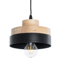 GloboStar® GLOBOSTAR® RUHIEL 01233 Μοντέρνο Κρεμαστό Φωτιστικό Οροφής με Ντουί 1 x E27 AC 220-240V IP20 - Μαύρο & Μπεζ - Μ18 x Π18 x Υ12cm