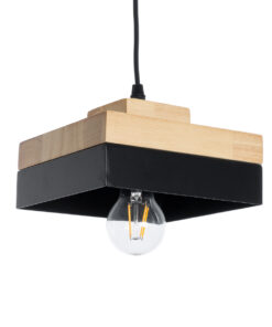 GloboStar® GLOBOSTAR® RUHIEL 01234 Μοντέρνο Κρεμαστό Φωτιστικό Οροφής με Ντουί 1 x E27 AC 220-240V IP20 - Μαύρο & Μπεζ - Μ18 x Π18 x Υ12cm