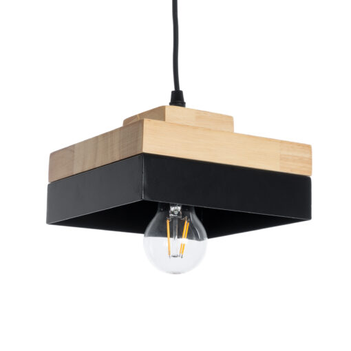 GloboStar® GLOBOSTAR® RUHIEL 01234 Μοντέρνο Κρεμαστό Φωτιστικό Οροφής με Ντουί 1 x E27 AC 220-240V IP20 - Μαύρο & Μπεζ - Μ18 x Π18 x Υ12cm