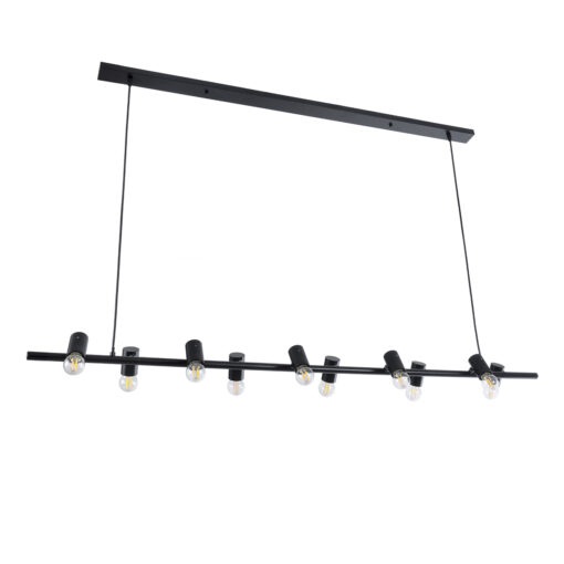 GloboStar® GLOBOSTAR® ALFREDA 01242 Μοντέρνο Κρεμαστό Φωτιστικό Οροφής με Ντουί 10 x E27 AC 220-240V IP20 - Μαύρο - Μ140 x Π18 x Υ7cm
