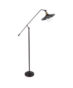 GloboStar® GLOBOSTAR® SILENE 01243 Vintage Επιδαπέδιο Φωτιστικό με Ντουί 1 x E27 AC 220-240V IP20 - Μαύρο & Χρυσό - Μ30 x Π30 x Υ194cm