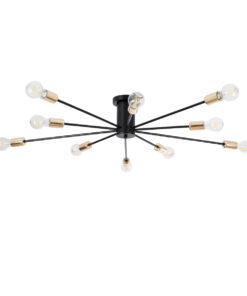 GloboStar® GloboStar® OLINDA 01244 Μοντέρνο Φωτιστικό Οροφής Πλέγμα Πολύφωτο 10 x E27 IP20 Μαύρο & Χρυσό Μέταλλο - Μ102 x Π102 x Υ17cm