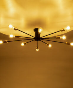 GloboStar® OLINDA 01244 Μοντέρνο Φωτιστικό Οροφής Πλέγμα Πολύφωτο 10 x E27 IP20 Μαύρο & Χρυσό Μέταλλο - Μ102 x Π102 x Υ17cm 11 01244 3