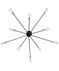 GloboStar® OLINDA 01244 Μοντέρνο Φωτιστικό Οροφής Πλέγμα Πολύφωτο 10 x E27 IP20 Μαύρο & Χρυσό Μέταλλο - Μ102 x Π102 x Υ17cm 14 01244 6