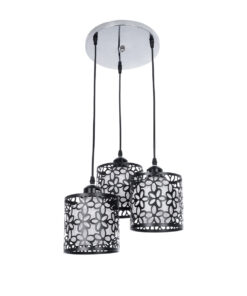 GloboStar® GLOBOSTAR® RAINELDA 01246 Μοντέρνο Κρεμαστό Φωτιστικό Οροφής με Ντουί 3 x E27 AC 220-240V IP20 - Μαύρο & Λευκό - Μ35 x Π35 x Υ110cm